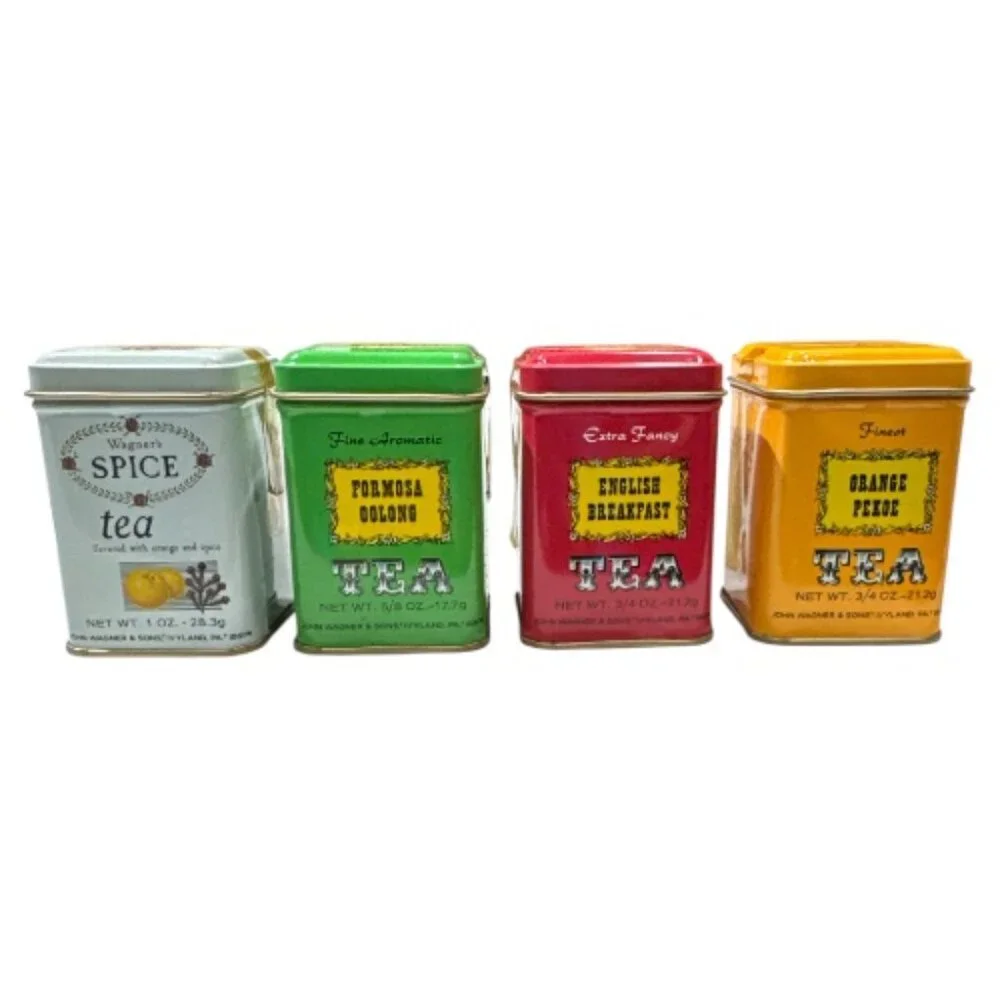 Vintage Mid Century John Wagner & Sons Set of 12 Collectible Tea Tins